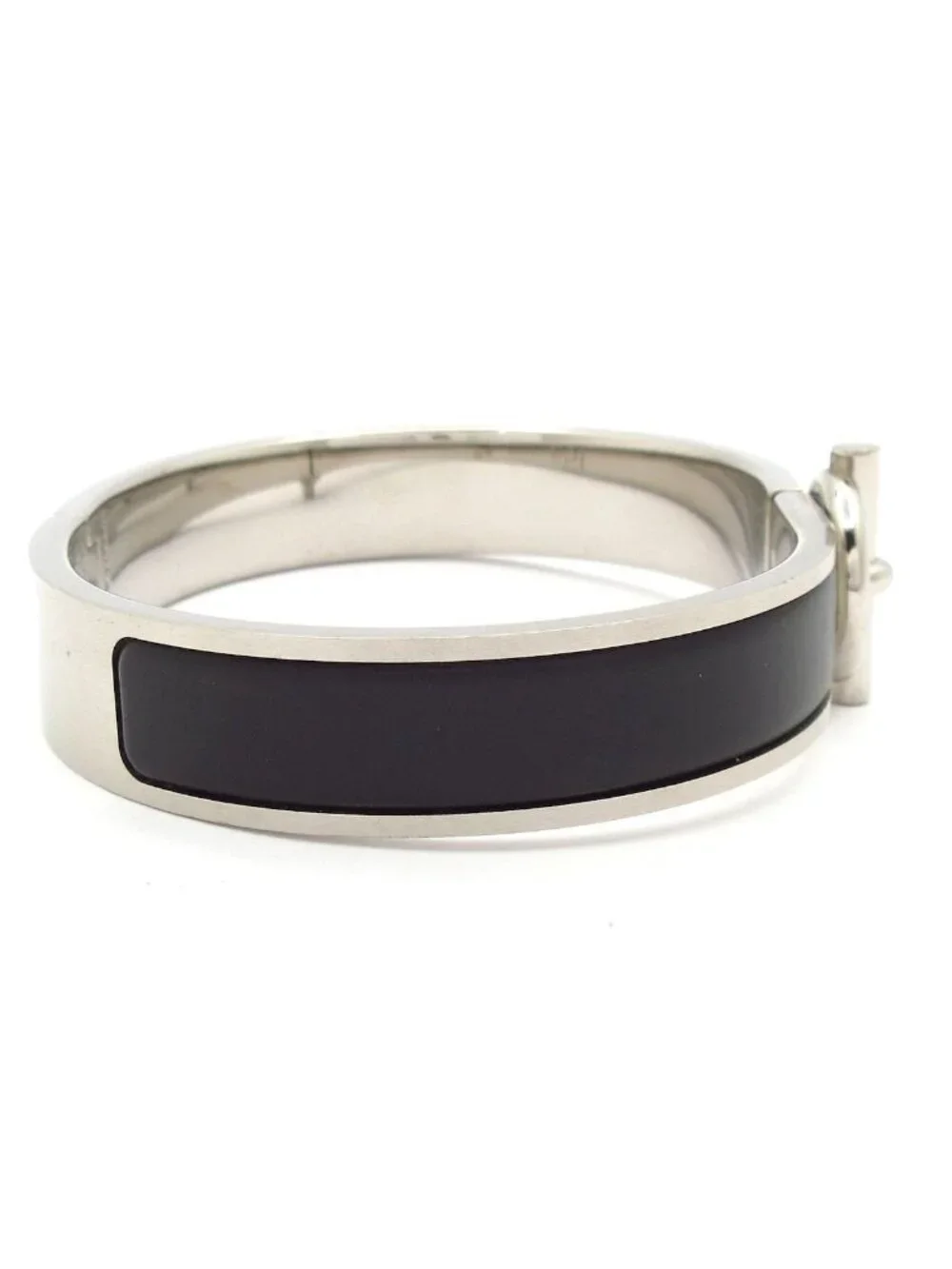 Hermes Bangle Click Glenan Silver Black Bracelet